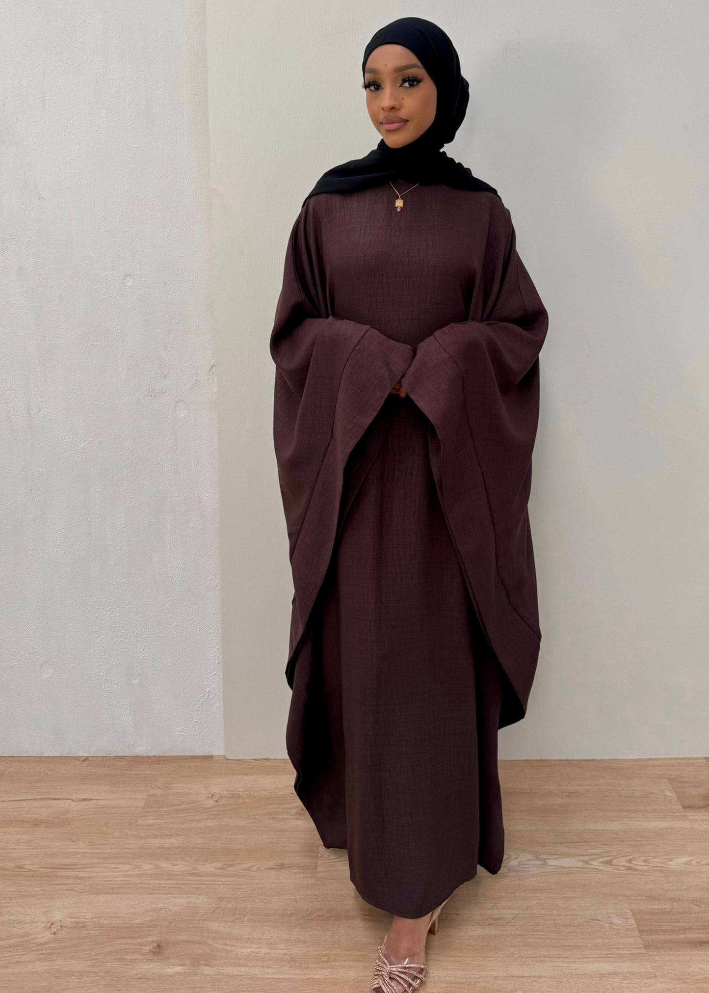 Rich Brown Linen Abaya